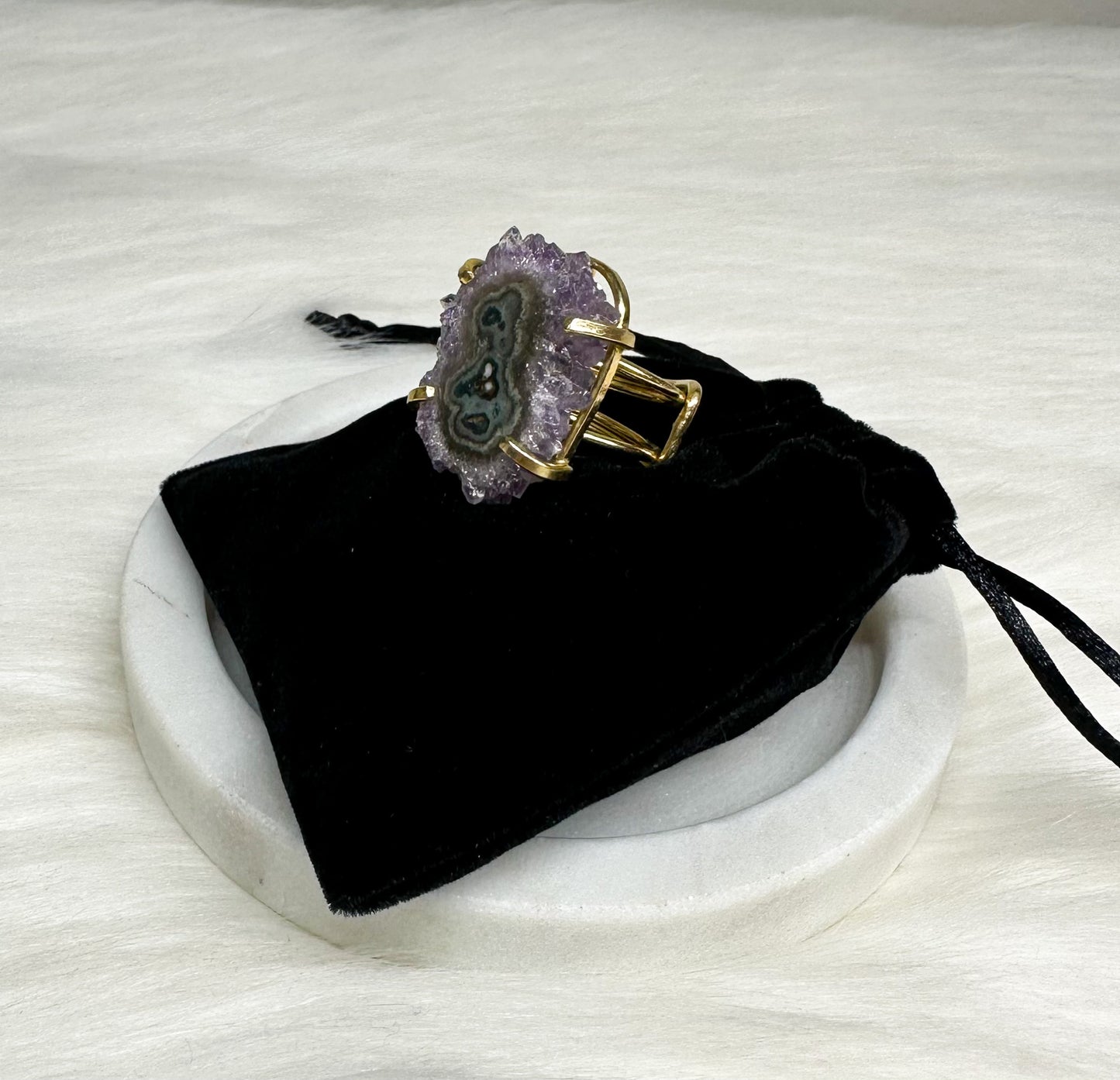 Amethyst stalactite ring