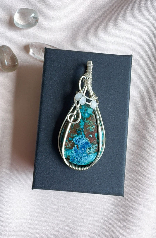 Azurite and chrysocolla pendant