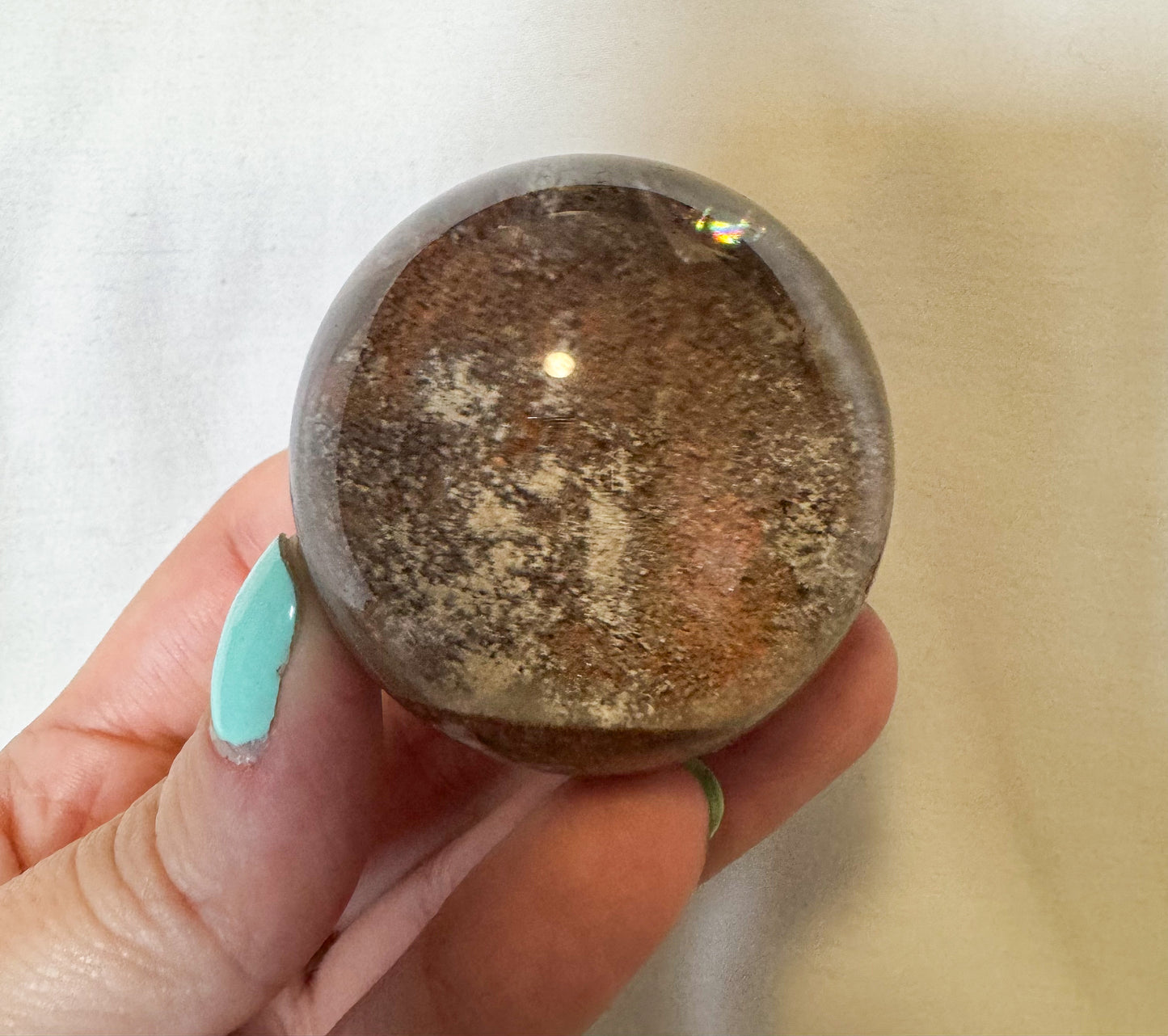 Garden quartz (lodolite) sphere