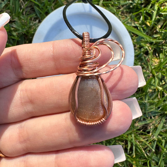 Sunstone copper pendant
