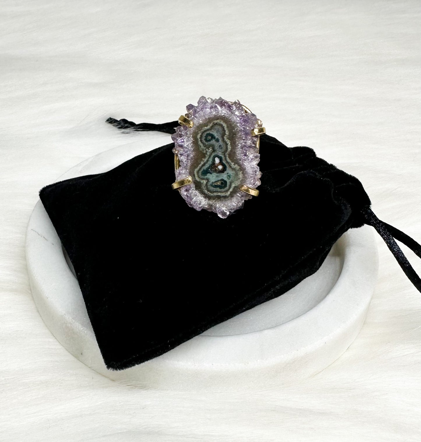 Amethyst stalactite ring
